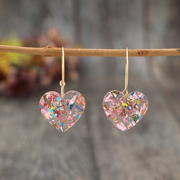 Wholesale Sparkling transparent heart-shaped multi-color women's earrings and earrings