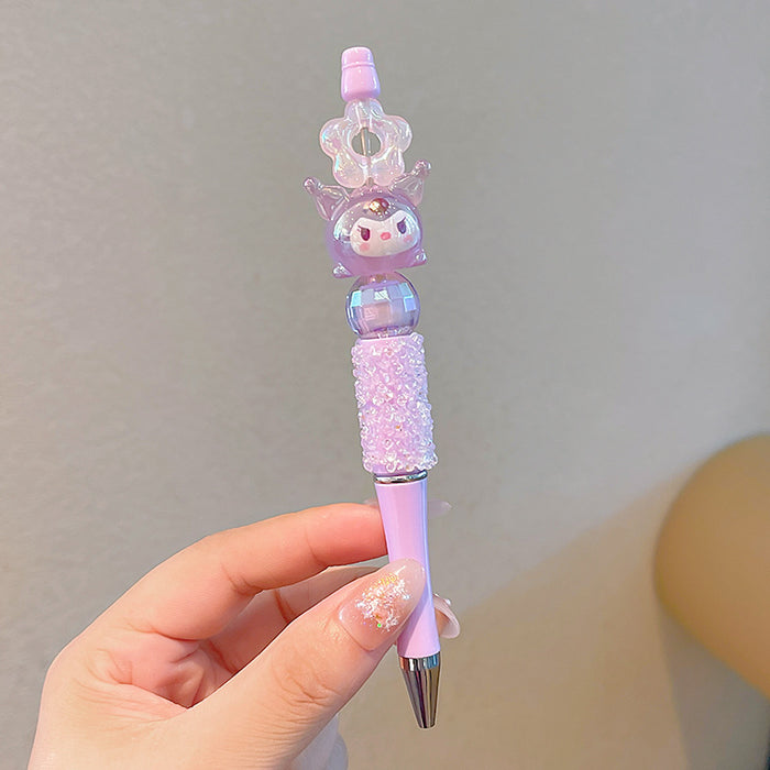 Wholesale Cartoon Plastic Crystal Sparkling Diamond Rotating Bead Neutral Pen JDC-PN-PeiNi001