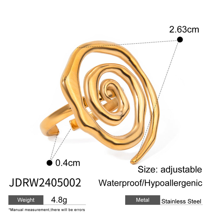 Wholesale Non Fading 18k Gold Stainless Steel Open Ring High-end Feel Ring Titanium Steel Bracelet JDC-RS-JD009