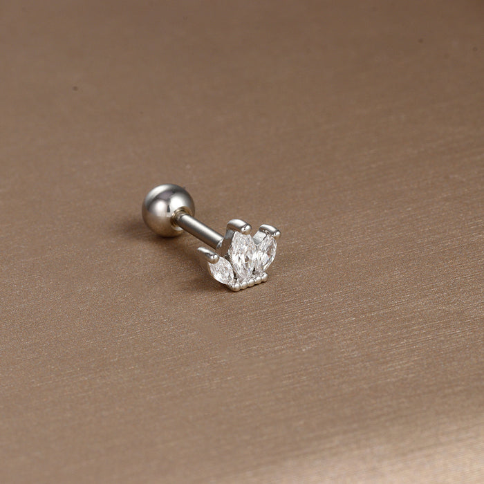 Wholesale Jewelry Stainless Steel Ear Nail Zircon Ball Screw Women