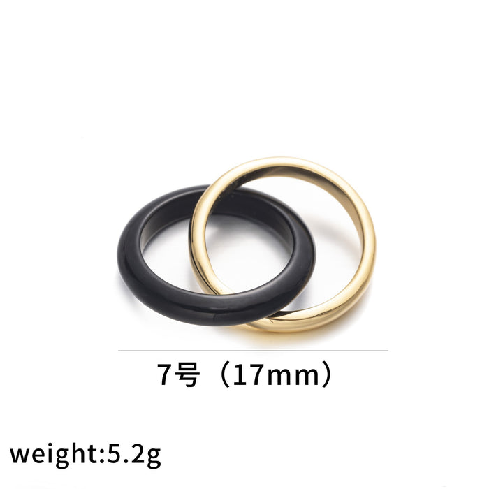 Wholesale Vintage brass gold-plated zircon agate titanium steel ring fashionable autumn and winter