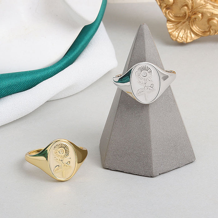 Wholesale Sunflower Ring Women S Chic Adjustable Flower Jewelry Accessory Fashion Gift For Boutique Resale
