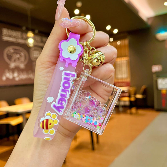 Wholesale Acrylic Quicksand Bottle Oil Keychain JDC-KC-JinM006