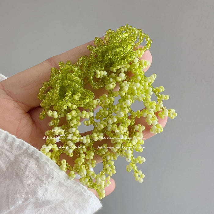 Wholesale Beaded Tassel Flower Sea Waterfall Earrings Women's Handmade Ear Clip