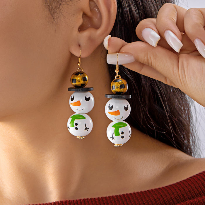 Wholesale Christmas wooden bead earrings cartoon  snowman earrings Christmas party all-match holiday earrings