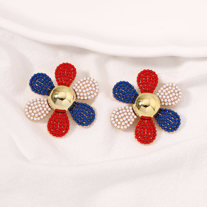 Wholesale Alloy Diamond Flower Earrings JDC-ES-YueLi026