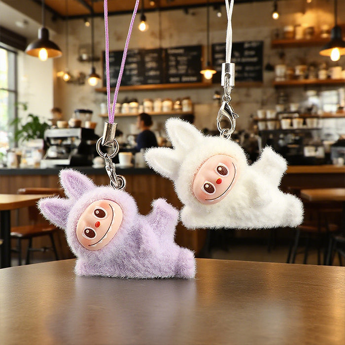 Wholesale Resin flocked side-lying yoga cartoon keychain