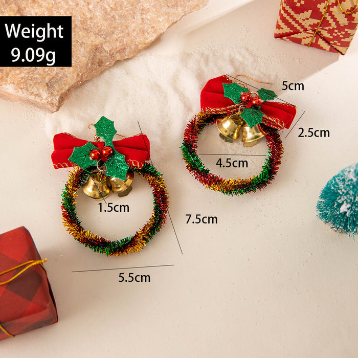 Wholesale Christmas tree bow color earrings women' s personality bell Christmas innovative series earrings