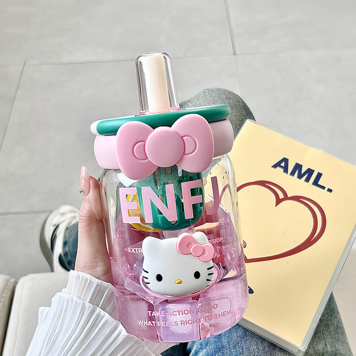 Wholesale Glass Sippy Cup with Straw Cartoon Design Ideal for Office Tea and Coffee