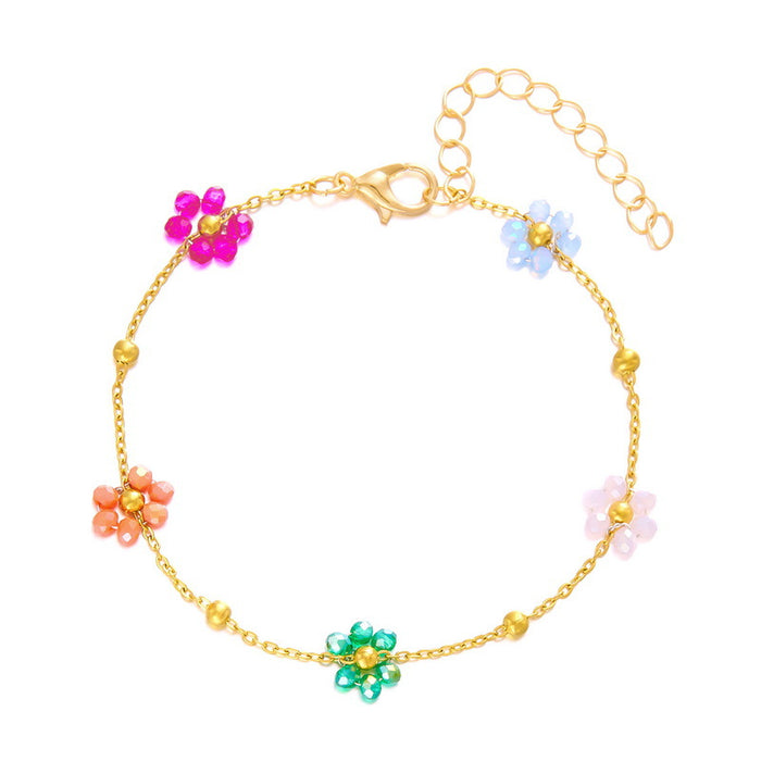 Wholesale Colored diamond heart-shaped chain bracelet