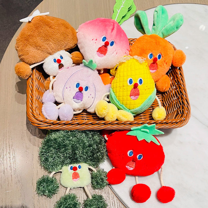 Wholesale cartoon vegetable coin purse plush keychain pendant scream vegetable earphone bag small gift