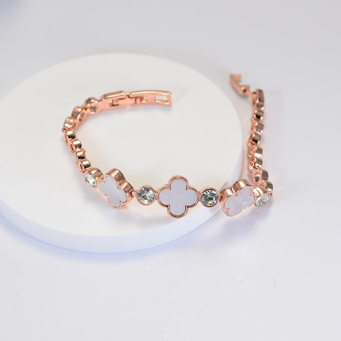 Wholesale Four-leaf clover bracelet,  shell rose gold