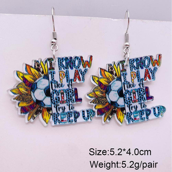 Wholesale football acrylic earrings lovely U-shaped leopard print earrings sports earrings jewelry