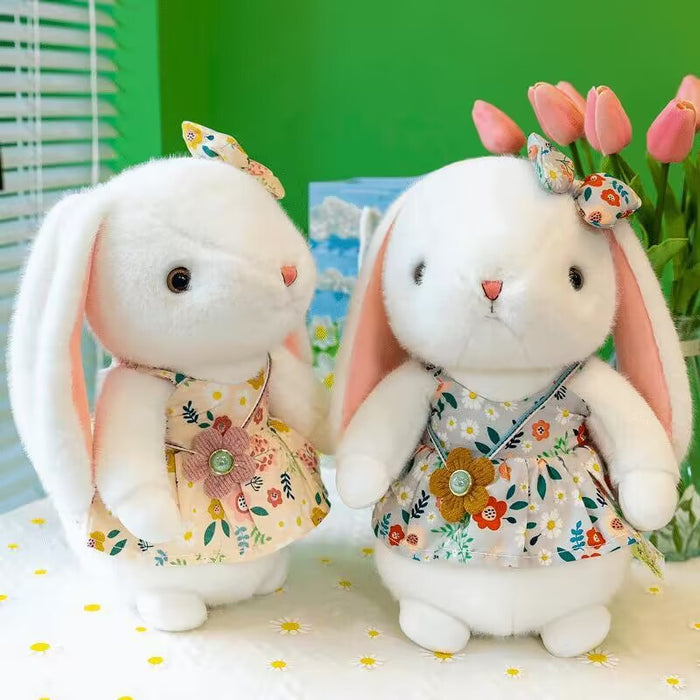 Wholesale Cute Rural Rabbit Plush Toy Floral Skirt JDC-DO-MW022