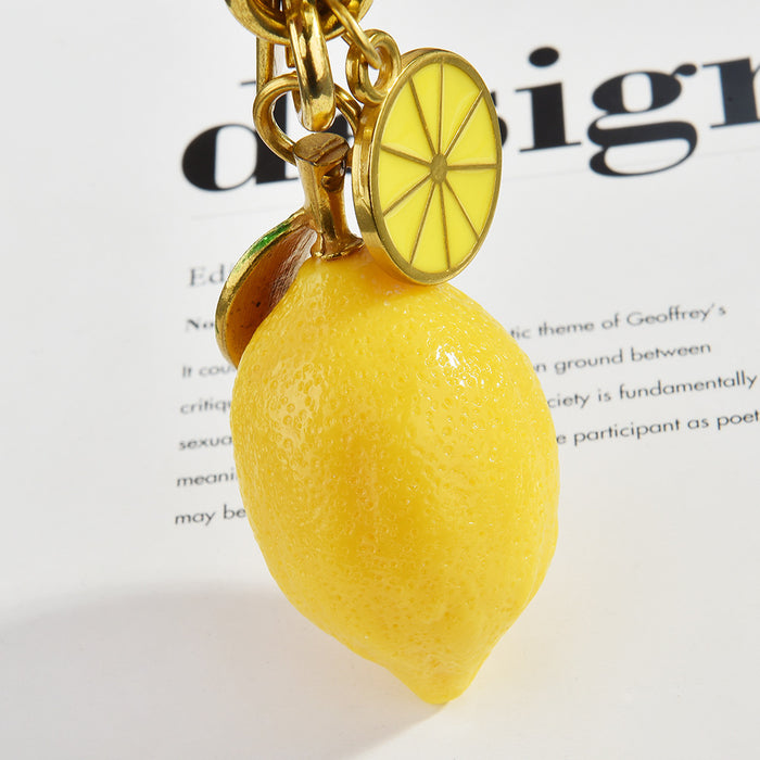 Wholesale Lemon Fruit Keychain Alloy Bag Charm Car Key Accessory Gift