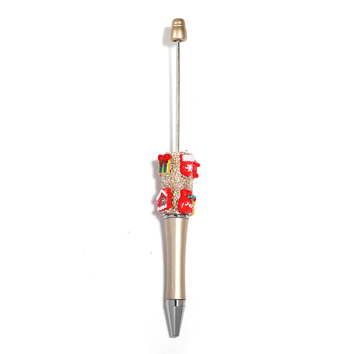 Wholesale New Christmas flower pearl bead pen creative sugar safflower embellishment ballpoint pen student gift pen