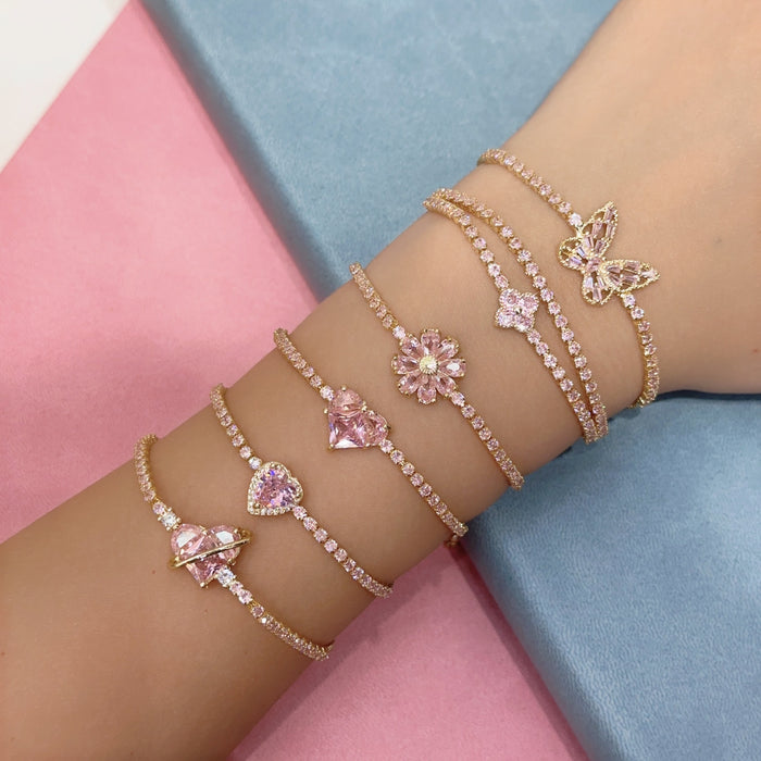 Wholesale Copper Inlaid Zircon Love Bow Bracelet JDC-BT-Bein006