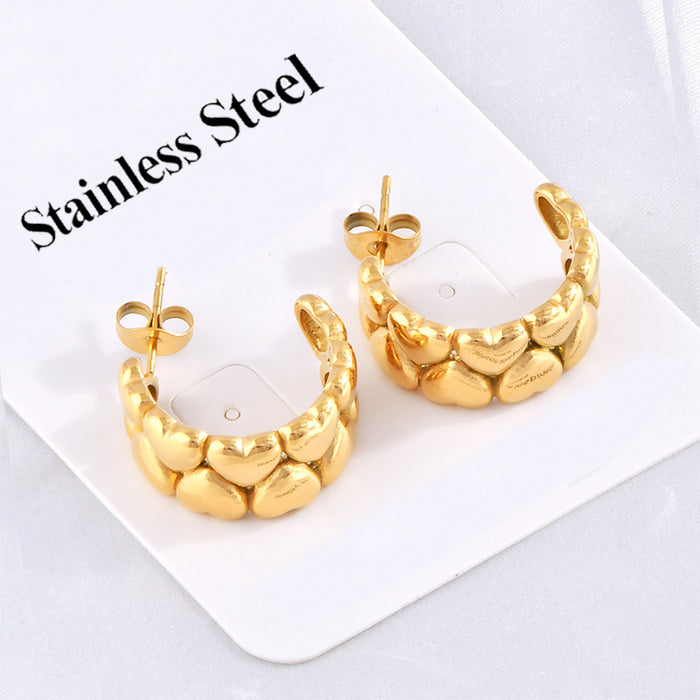 Wholesale Heart-Shaped C-Curve Earrings,  Creative and Unique Ear Accessories