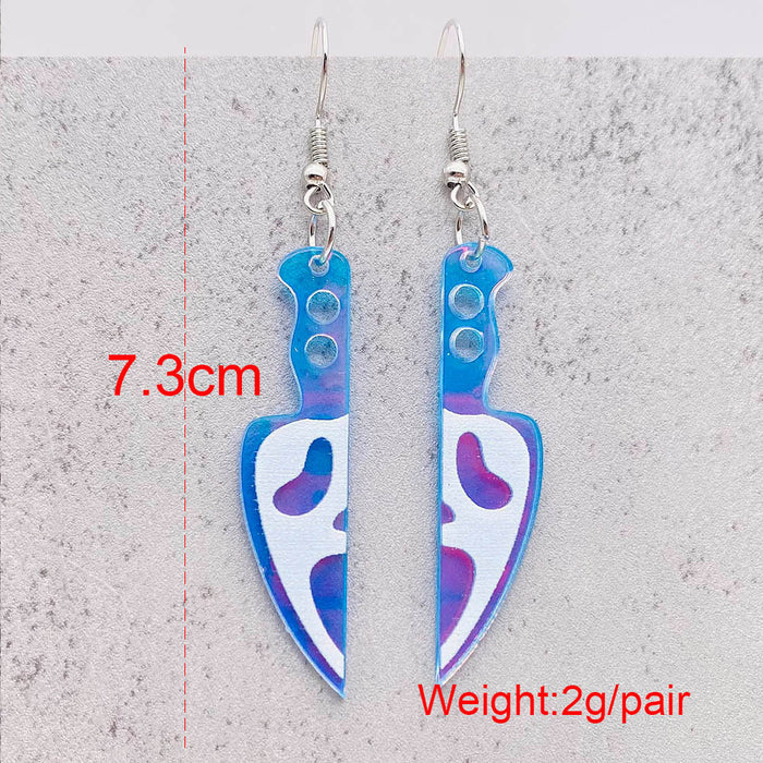 Wholesale  blood print acrylic earrings simulation personality sharp knife kitchen knife earrings funny earrings