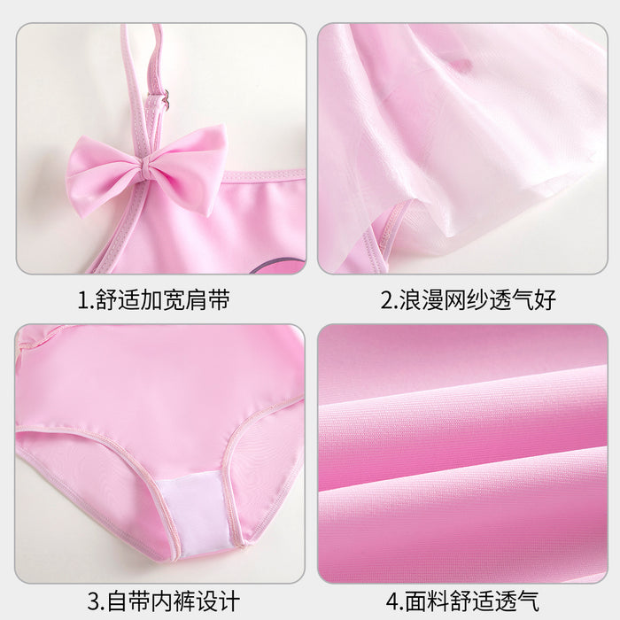 Wholesale Children's swimsuit, women's western-style one-piece, cute fluffy skirt, princess bow for children
