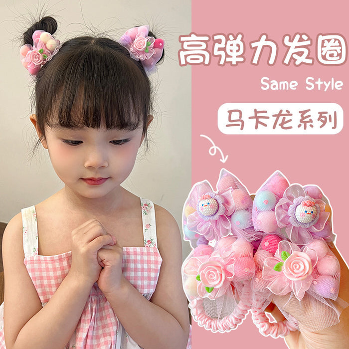 Wholesale Cartoon Flower Hair Ties for Girls Cloth Elastic Ponytail Holders Everyday Styling Accessory