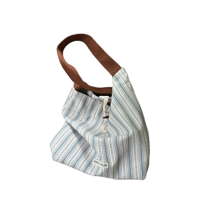 Wholesale Single shoulder commuting bag, new versatile striped large capacity tote bucket bag