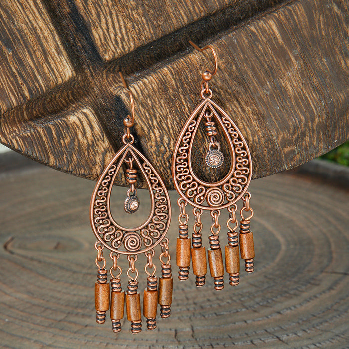 Wholesale 2pcs Vintage Bohemian Hand-made Tassel Earrings