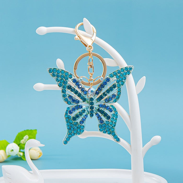 Wholesale Rhinestone Metal Butterfly Keychain JDC-KC-HongT001