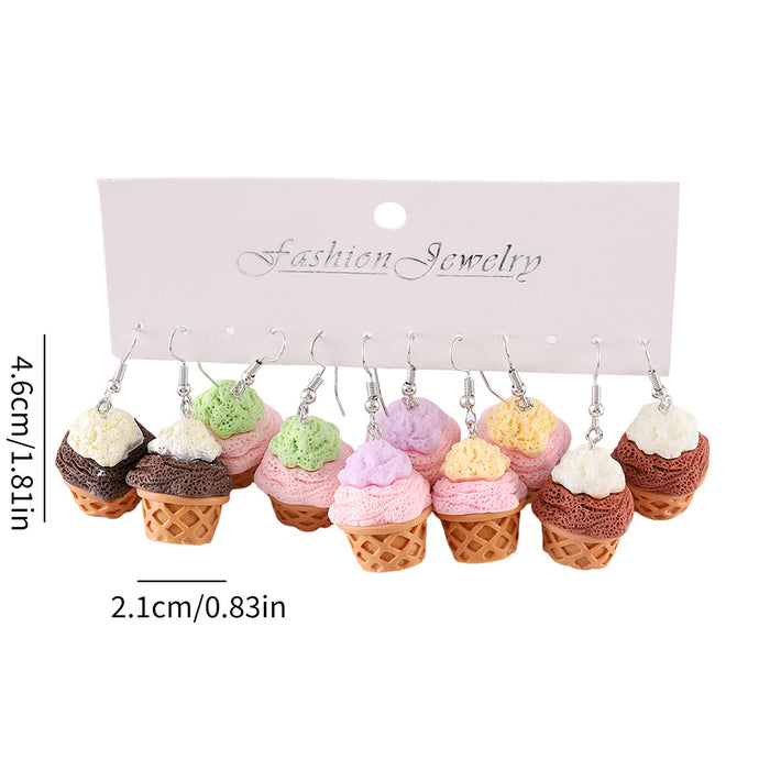 Wholesale Simulated Macaron Cake Earring Set Resin Jewelry Accessory Gift 5 Pairs