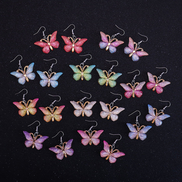 Wholesale Resin Earrings Fun Cute Retro Colorful Butterfly JDC-ES-niqing018