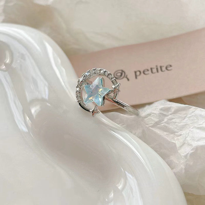 Wholesale Star zircon ring, light luxury, high-end temperament, fashionable personality, versatile tail ring