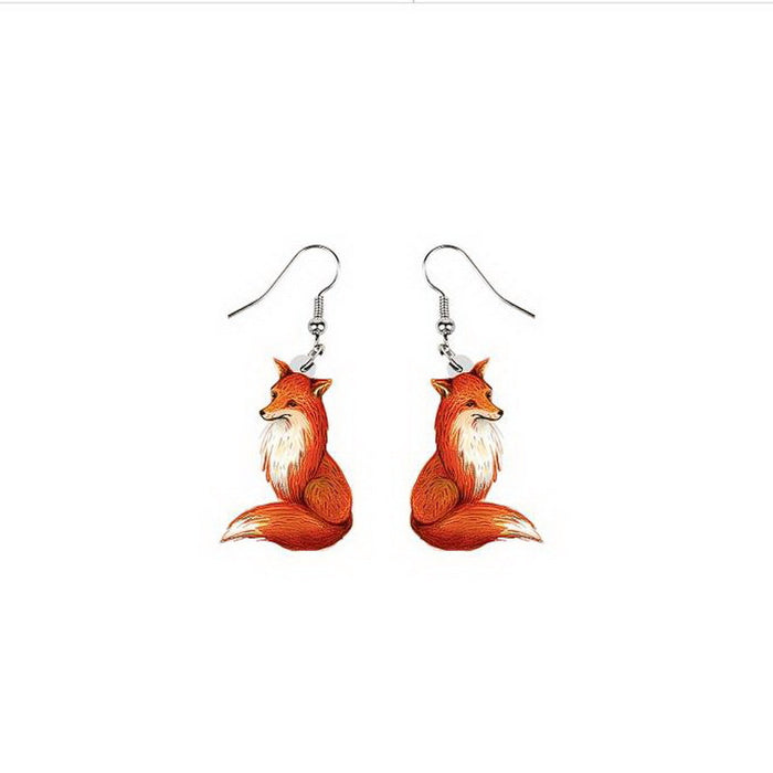 Wholesale Cute Cow Fox Tiger Leopard Chips Baby Duck Lion Dachshund Frog Hen Snail Earrings