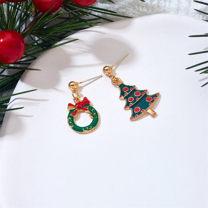 Wholesale Chic Christmas Earrings Deer Bell Santa Short Drop Metal Plated Jewelry Accessory