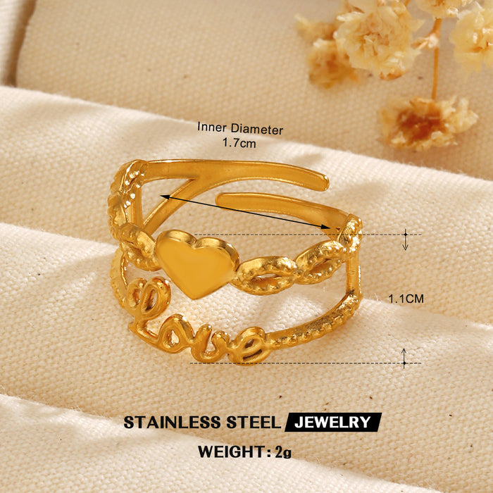 Wholesale Women's Adjustable rings Heart-Shaped Stainless steel rings