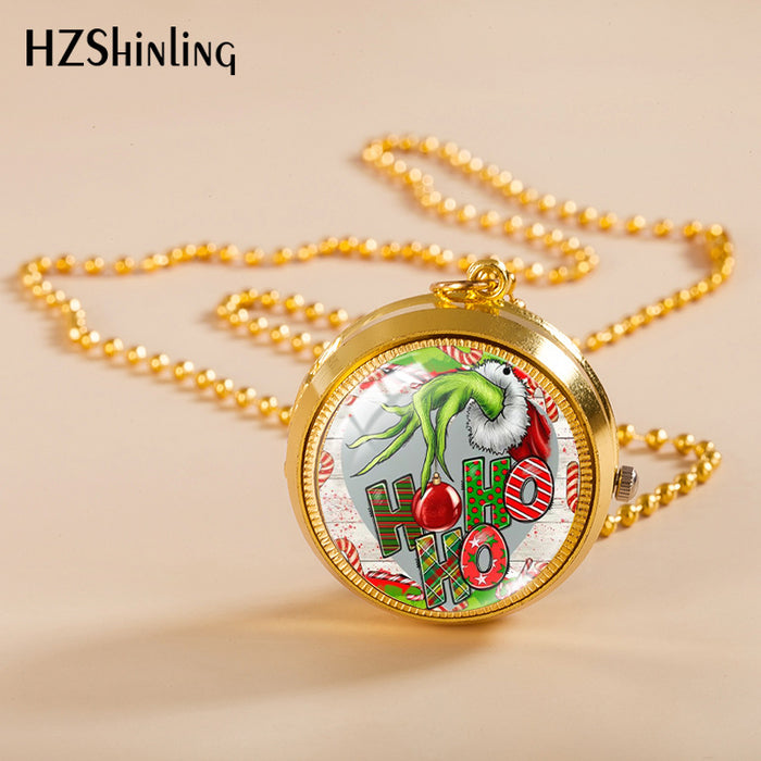 Wholesale Alloy Christmas Monster Grinch Rotating Pocket Watch JDC-PH-XiangL002