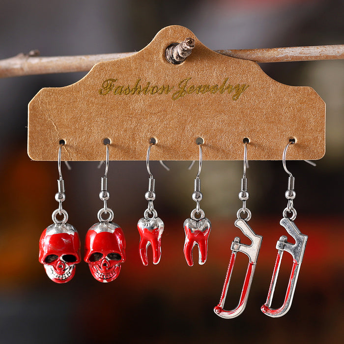 Wholesale  Dark Horror Bloody Skull Ax Saw Teeth Hammer Earrings Set