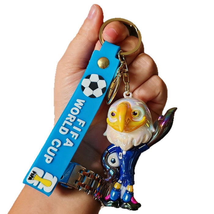 Wholesale World Cup themed electroplated silicone keychains