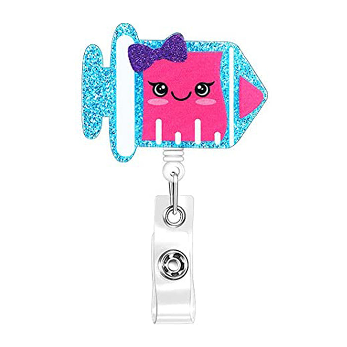 Wholesale Glitter Acrylic Doctor Nurse Rainbow Retractable Keychain JDC-KC-QiDing007