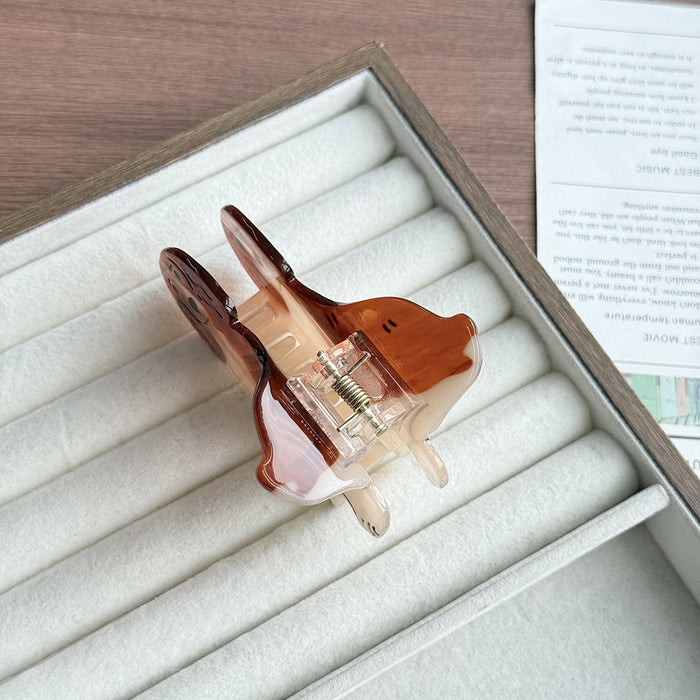 Wholesale Retro Dachshund Acetate Shark Hair Clip Wood Grain Texture Large Claw Clip
