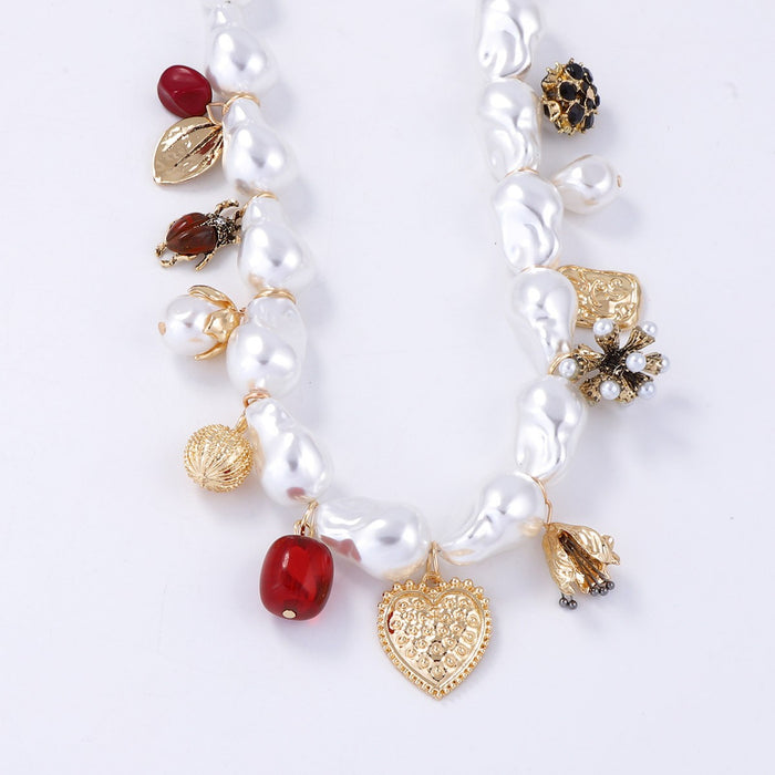 Wholesale Imitation Pearl Love Geometry Pendant Daily Wear Women Necklace