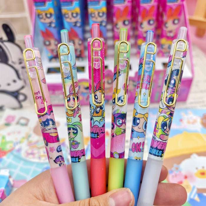 Wholesale 36pcs Cartoon Blind Box Press Pen Cartoon Metal Pen Clip Press Laser Black