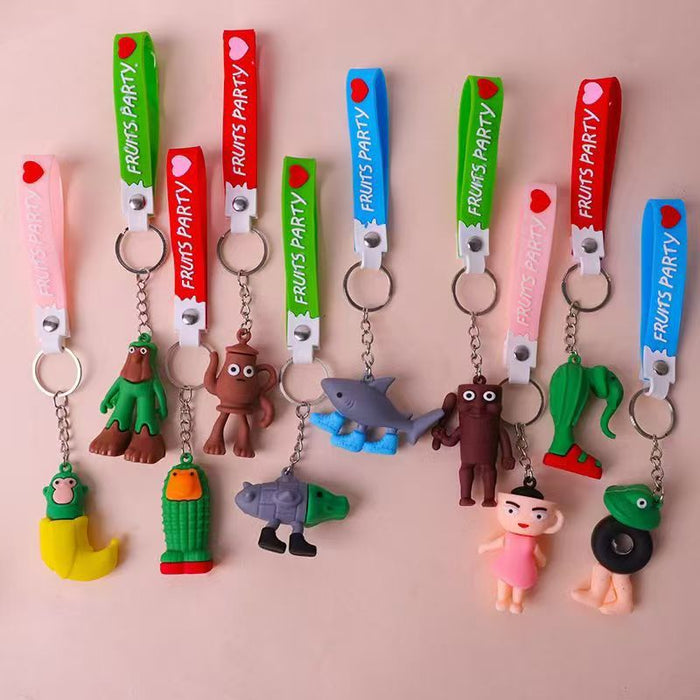 Wholesale Doll keychain funny abstract stick man shark small pendant