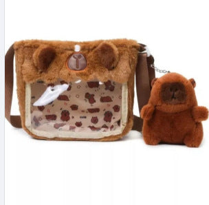 Wholesale Plush Capybara Backpack Cute Crossbody Handbag Female Cartoon Student Small Backpack