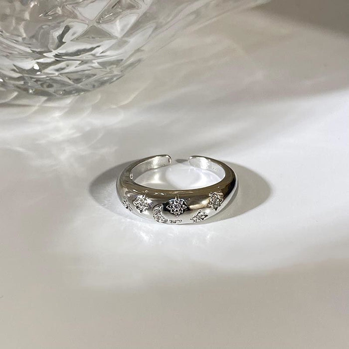 Wholesale Silver Zircon Cross Ring Female Niche Design Couple Ring