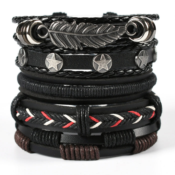 Wholesale Men's woven leather bracelet, genuine leather bracelet