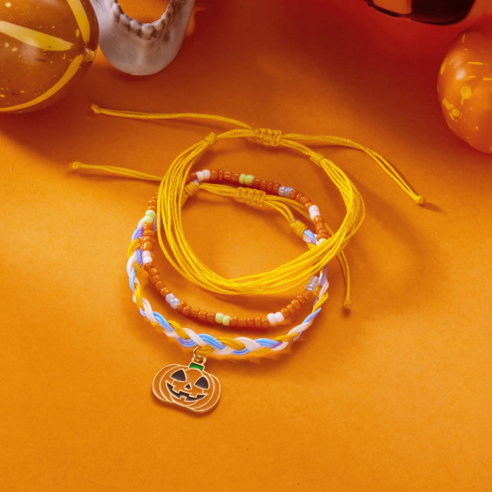 Wholesale Halloween Couple Style Braided Bracelet Halloween Ghost Pumpkin Pendant Set Bracelet