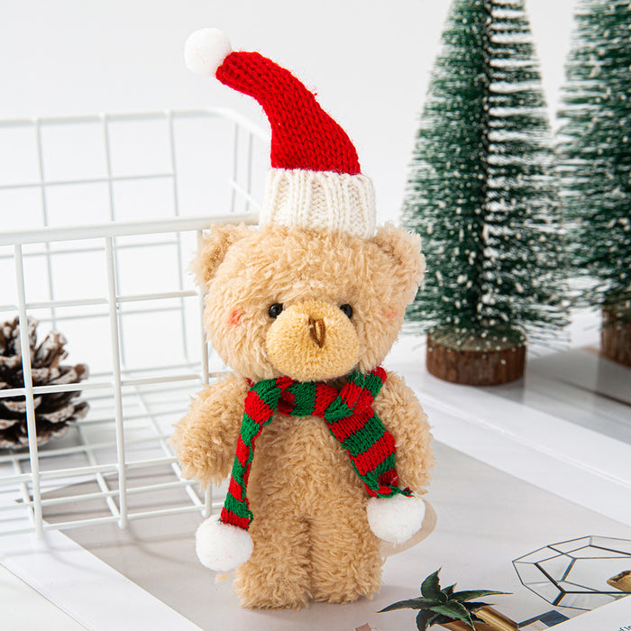 Wholesale Plush Bear Cloth Keychain with Green f and Peaked Hat for Christmas Gift Boutique MOQ≥2
