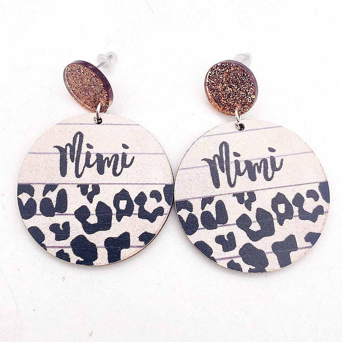 Wholesale wooden earrings round wood grain shape Mother's Day earrings for women