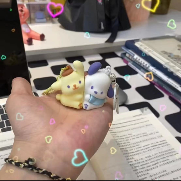 Wholesale   Cartoon Keychain  Schoolbag Hanging Puppy Couple Keychain