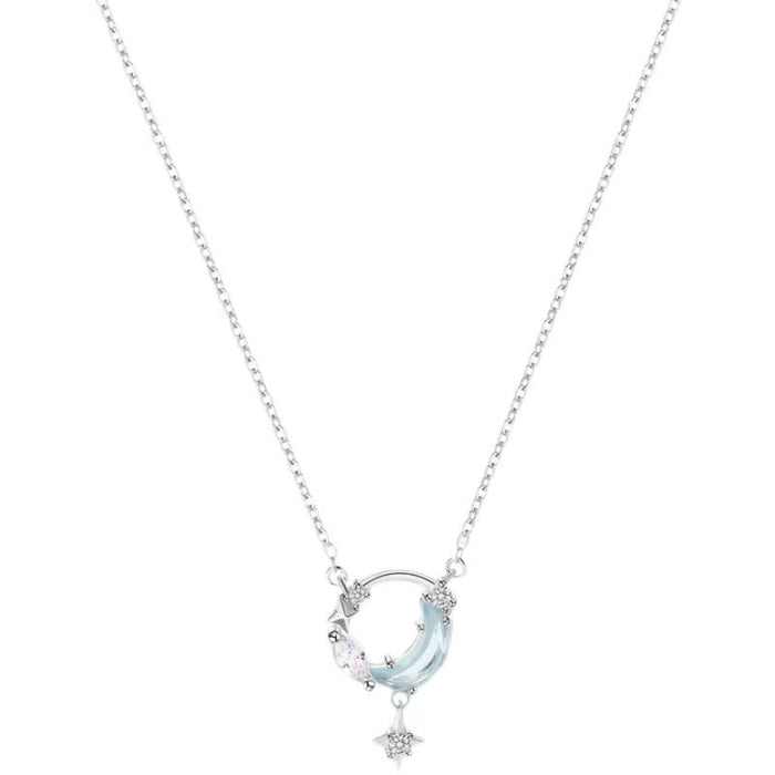 Wholesale Necklace Women's  Blue Star Moon Clavicle Chain temperament choker necklace